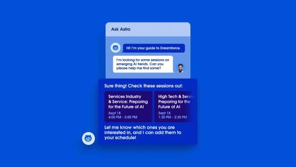Agentforce answering a request in chat and offering options