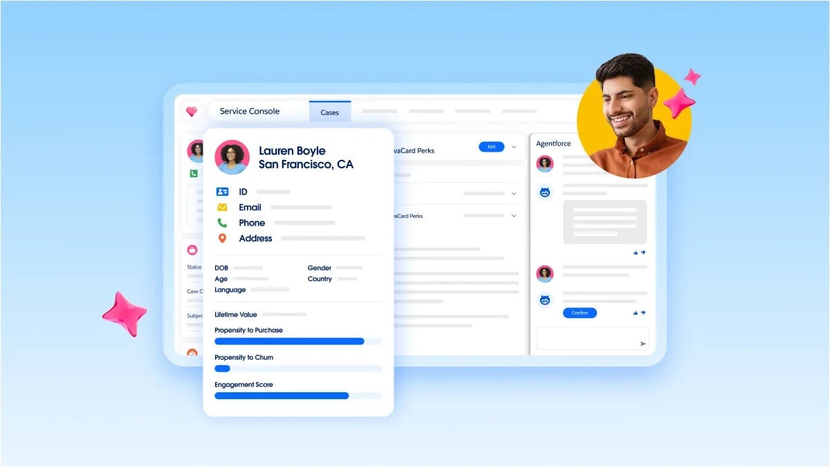 Customer record in the Service Cloud console